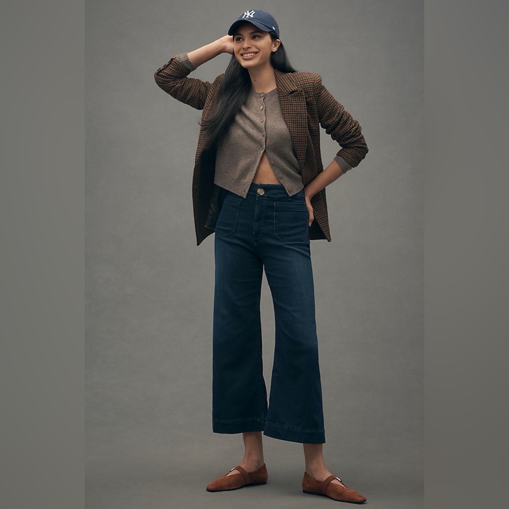 🔥 Maeve Colette Deep Indigo Wide-Leg Cropped Jeans NWOT ✨